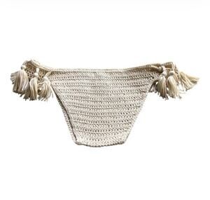 POL Crochet Tassel Bloomer Shorts Beige Boho Cottagecore Lounge Wear Size Small